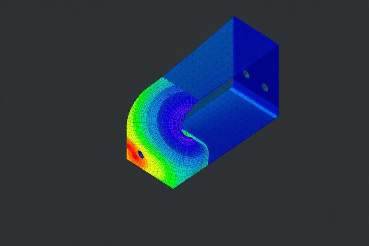 FEA stress contour plot of a bracket