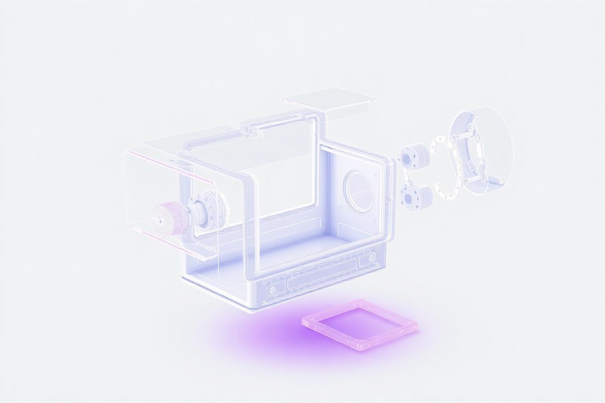 Exploded CAD assembly of a product enclosure